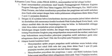 Beredar Surat Permohanan Maaf Erwin R Sandi : Janji Tuntaskan Pengadaan Ambulans 11 Juni 2026