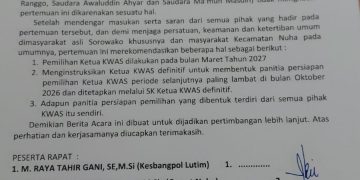 Panpel Pemilihan Ketua dan Wakil Ketua KWAS Tanggapi Rekomendasi Mediasi